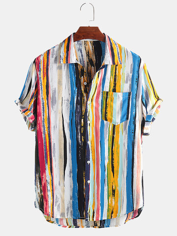 Camisas con bolsillo en el pecho con grafiti multicolor