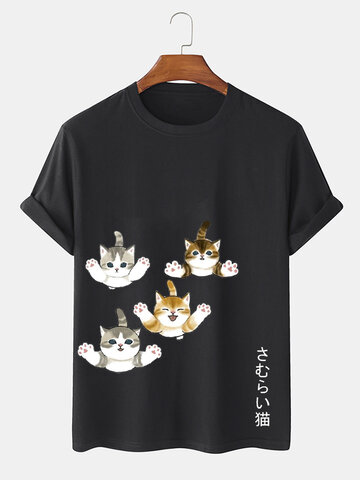 Camisetas fofas com estampa de gato japonês