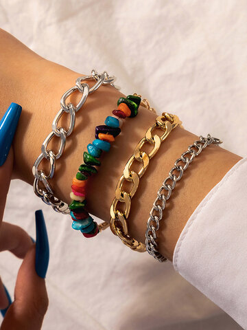 Colorful Gravel Bracelet Set