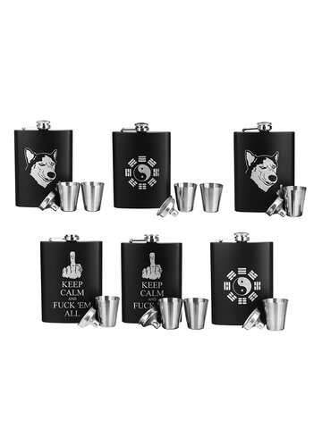 4 Patterned Black Silk Takeaway Hip Flask Portable Hip Flask Father's Day Gift