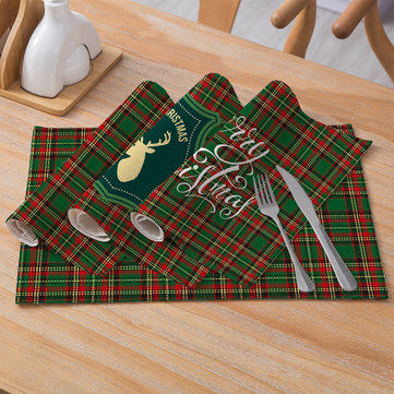 Set de table en lin coton à imprimé géométrique série Noël