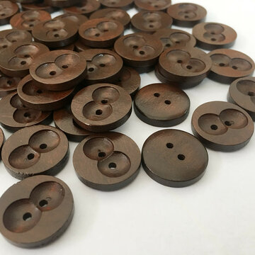 100個の天然木縫製ボタン