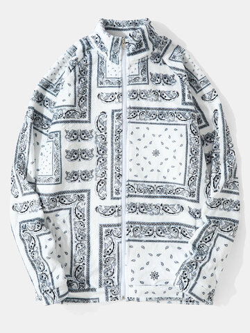 Paisley Scarf Print Fleece Jacket