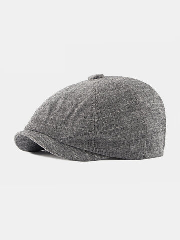 Men Plain Color Newsboy Hat Octagonal Cap Flat Hat