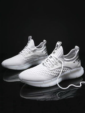 Men Breathable Knitted Fabric Lightweight Sneakers