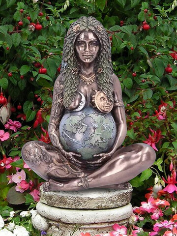 2Pcs Millennial Gaia Terre Mère Déesse Statue Collier Résine Figurine Collier Cadeau Creative Mothers Day Day