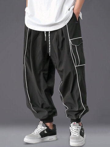 Contrast Piped Cargo Pants
