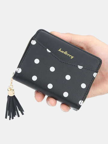 Women Short Coin Purse Dot Wallet Tassel Card Holder