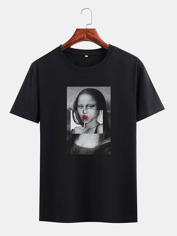 Funny Kuso Mona Lisa Oil Print T-Shirts