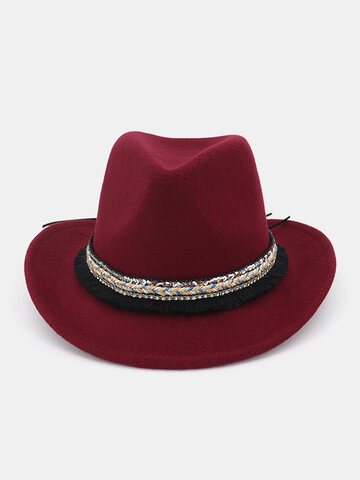 Unisex Wool Western Cowboy Hat Bucket Hat