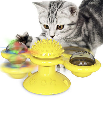 Rotating Turntable Cat Toy Pet Suction Cup Pet Ceaning Toy 