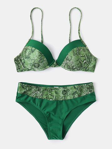 Green Snake Skin Print Bikini