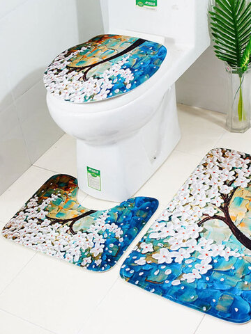 Nouveau tapis de toilette arbre de bonheur sculpté trois ensembles de tapis de salle de bain absorbants antidérapants e-commerce chaud