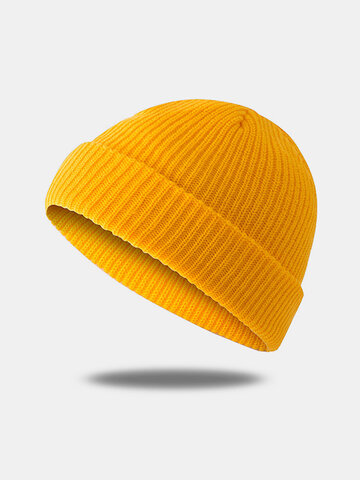 Solid Color Knitted Wool Hat Skull Caps Beanie Brimless Hats