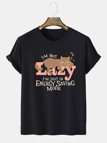 Cat Slogan Print T-Shirts
