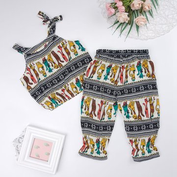 

Girls Folkways Print Sling Trousers Suit For 1-7Y