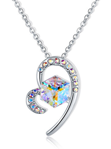Fashion Heart Crystal Cube Necklaces