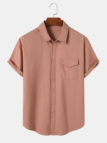 Solid Concealed Placket Shirts
