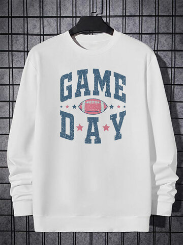 Rugby Letter Print Pullover Sweatshirts