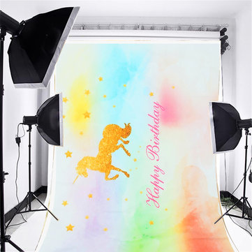 

7x5ft Vinyl Birthday Backdrop Rainbow Unicorn Photography, White