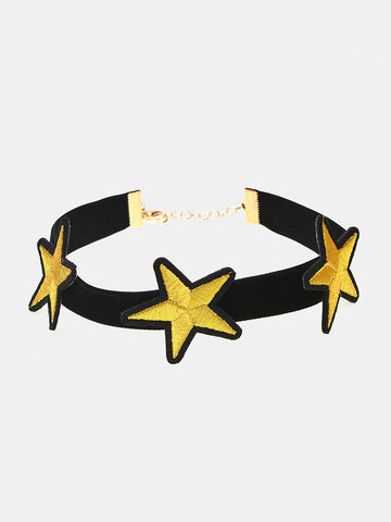 Punk Choker Necklace Star Flannel Collar Necklace
