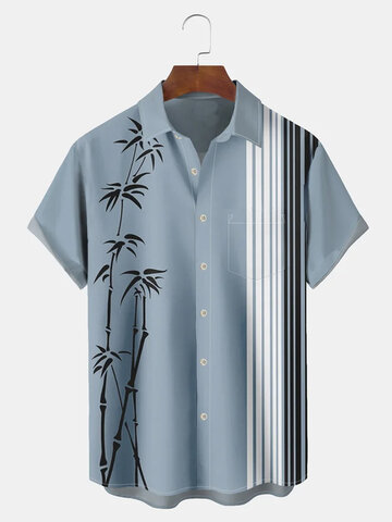 Бамбуковые полосатые рубашки с принтом