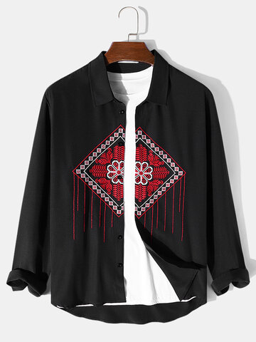 Ethnic Pattern Embroidered Shirts