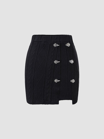 Metal Decor Asymmetrical Skirt