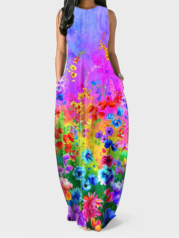 Bohemian Tie-dye Flower Print Dress