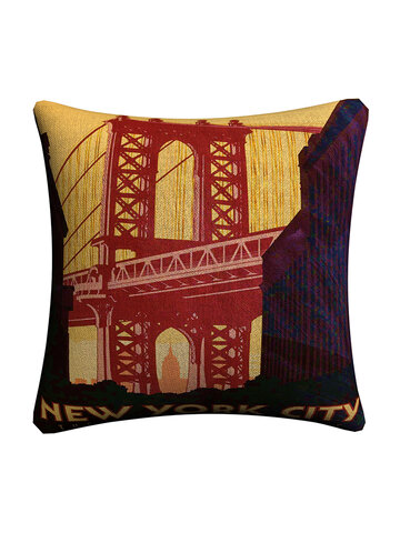 Vintage City ​​Landmark Pattern Linen Cushion Cover