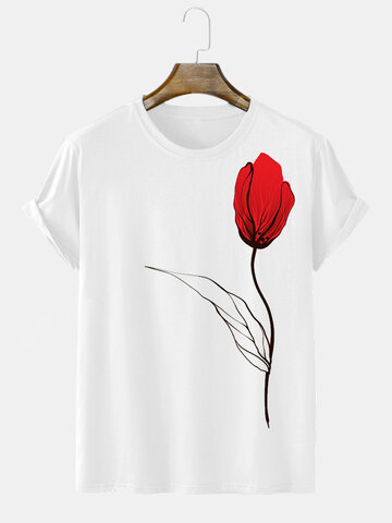 T-Shirts mit seitlichem Blumenprint
