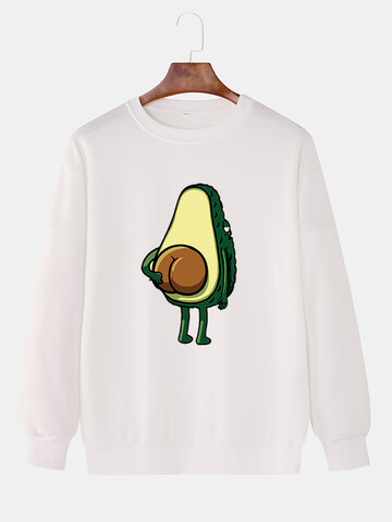Funny Cartoon Avocado Print Sweatshirts
