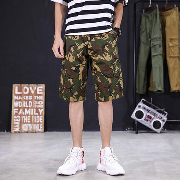 

New Product Hot Season Men's Loose 5 Points Casual Overalls Youth Fashion Tide Five Points Harem Pants 080