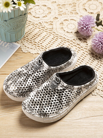 SOCOFY Gorgeous Printed Warm Home Shoes Outdoor Cave Slippers
