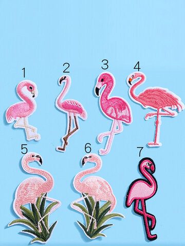 Embroidery Flamingo Cloth Paste Sewing Embroidery Patch 