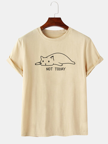 Not Today Cat Print T-Shirt