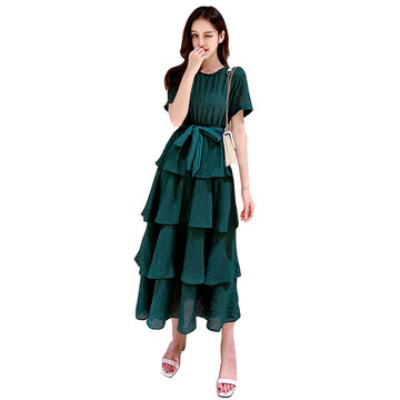 

New Women's Chiffon Multi-layer Cake Dress Dress Temperament Was Thin Waist Skirt Season Dress