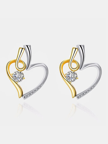 INALIS® Heart Shape Dual Color Rhinestone Earrings