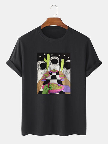 Astronaut Graphic Cotton Preppy T-Shirts