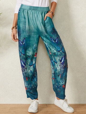 Butterfly Tie-dyed Print Pants