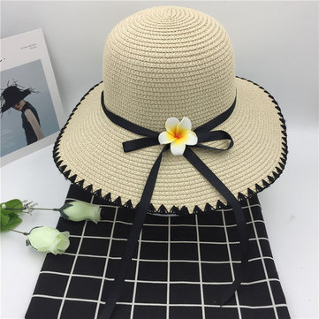 

Season New Beach Sunscreen Straw Hat Outdoor Holiday UV Visor Lady Egg Flower Straw Hat