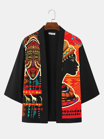 Ethnic Figure Patchwork Kimono