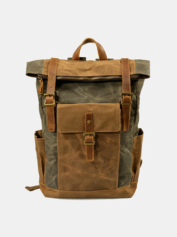 Men Vintage Canvas Waterproof Commuter Bag Backpack