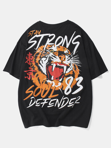 Tiger Back Graphic Oversizede T-Shirts