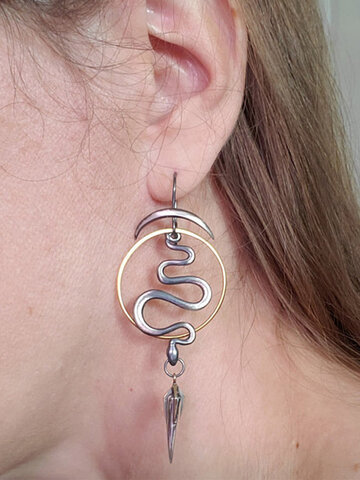 Snake-shaped Awl Pendant Earrings