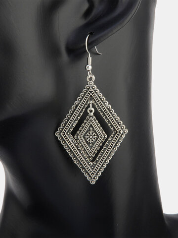 Hollow Diamond Pendant Earrings