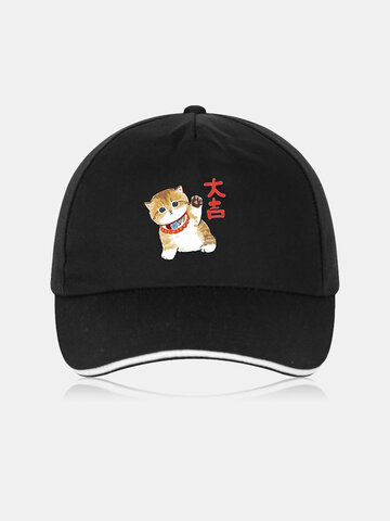 قبعة بيسبول JASSY للجنسين من القطن والبوليستر بطباعة القط
