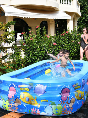 Inflatable Swimming Pool Children Family Pool Adult Paddling Pool Cartoon Chick Rainbow Pool