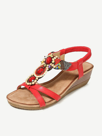 Beaded Casual Wedges Sandals