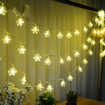Christmas Decorations Snowflake Waterproof LED Flash Lights String Festival Wedding Decor